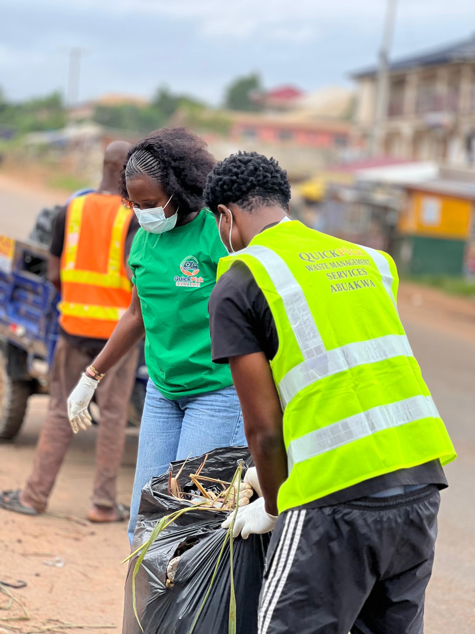 QuickPick Abuakwa branch collecting waste